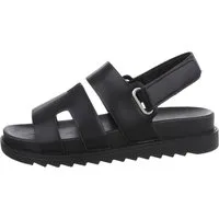 Ital-Design Damen Freizeit Riemchensandalette (85960173) Keilabsatz/Wedge Keilsandaletten in Schwarz