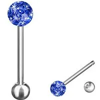Taffstyle Piercing-Set Zungenpiercing Barbell Stab mit Ferido Kristall Kugel Chirurgenstahl, Barbell Stab Piercing Hantel Zunge mit funkelnder Kristall Kugel