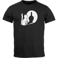 MoonWorks Print-Shirt Herren T-Shirt Katze Mittelfinger Schatten F*UCK You Fun-Shirt mit Print