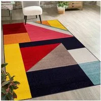 Mazovia Designteppich Modern Geometrischer Teppich Bunt Weich Teppich für Wohnzimmer Bunte, 80 x 150 cm, Fußbodenheizung