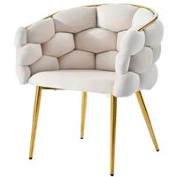 Celya Stuhl (1-St), Esszimmerstühle, Make-up Stühle, Samtstuhl, Sessel (1 St), Stühle mit Metallbeinen, beige Stühle, Bubble Stühle