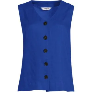 Premium Reinleinen-Top mit Knöpfen für Damen, Damen, size: regular, Schwarz, Leinen, by Lands' End