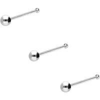 PIERCINGLINE Nasenpiercing SET 925er Silber Nasenstecker Pin KUGEL (Nasenstecker, 3er SET1)