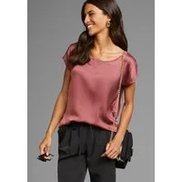 Laura Scott Shirtbluse mit Satin-Vorderteil und hochflexiblen Jersey-Rücken lockere Passfrom, zeitlos & gut zu kombinieren