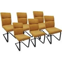 YOZI Freischwinger Freischwinger Esszimmer- Polsterstuhl Polyester Metall gelb (Packung, 6 St)