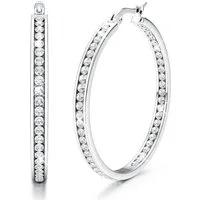 LuxusKollektion Paar Creolen Creolen Edelstahl Hypoallergen Zirkonia Damen Silber 40.0 Millimeter