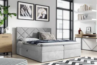 Boxspringbett Schlafzimmerbett 160x220cm LAZARO Nr.3 Hellgrau inkl. Bettkasten