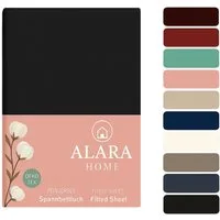 ALARA HOME Spannbettlaken 180x200 Baumwolle 100% Spannbetttuch Bettlaken Jersey 140x200, 90x200, Spannbetttuch,145 g/m², Topper,Rundumgummi, Atmungsaktiv