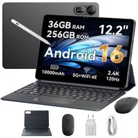 blackview 12,2" Tablet für Streaming & Fußball WM – Full HD, lange Akkulaufzeit Tablet (256 GB, Android16, 5G, 4G LTE, PC-Modus 3.0, Android 16, WiFi 6E, 10000mAh, 2,4K, Dimensity 7200)