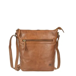 Greenburry Crossover Tasche Damen Leder braun mit quadratischer Innenaufteilung | Torro Lavado Umhängetasche für Alltag Freizeit Reise Stadt 1321-24