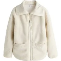 Next Fleecejacke Borg-Fleece mit Reißverschluss + geripptem Kragen (1-St)