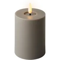 Lumineo LED-Kerze, LED Kerze 7x12cm mit Timer Outdoor Kunststoff Grau / Warmweiß