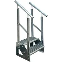 Kaminbau Mierzwa Außentreppe Premium Treppe Verzinkt mit oder ohne Geländer, für Geschosshöhen bis 38.00 cm, (Höhe 38 cm, Geländerausführung und Treppenbreite wählbar), Gartentreppe Stahltreppe Wetterfest Rostfrei Feuer-Verzinkt Rutschfest