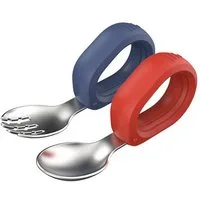 KINSI Kindergeschirr-Set Kindergeschirr-Set,Kinderlöffel,Baby Utensilien,Kinderbesteck,2 Stück (2-tlg), 1 Personen, Besteckset aus Silikon mit staubfreier Aufbewahrungsbox