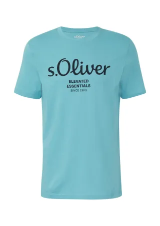 s.Oliver Red Label - T-Shirt mit Label-Print blau - Gr. - S
