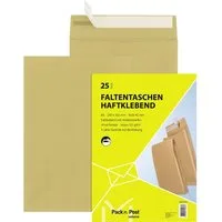 MAILMEDIA Versandtasche Faltentasche B4 130g ohne Fenster haftklebend braun 25 Stück