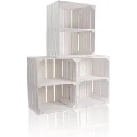 CHICCIE Holzkiste Kurzes Regal Weiß 50x40x30cm - Kisten Weinkiste (3 St)