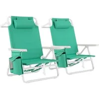 TLGREEN Campingstuhl 5-Fach verstellbare Strandstuhl, (Outdoor Faltstuhl mit Verstellbarer Hohe Rückenlehne, Eisbeute, 2 St), bis 150 kg belastbar