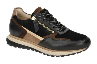 Gabor 76.378.67 Schwarz/Whisky (Gold) Sneaker TURIN Comfort H-Weit