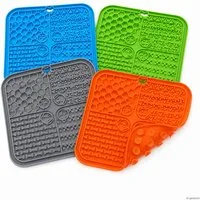 HH-Haushalt Hunde-Futterspender Hunde- & Katzen Schleckmatte, Leckerli Matte 4er Set 20x20 cm Silikon