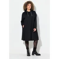 Ulla Popken Midikleid Jerseykleid Kapuze Glitzerband A-Linie Langarm
