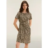 Freddy Jerseykleid Jersey Cotton Dress mit Raffung am Bauch, Leoprint