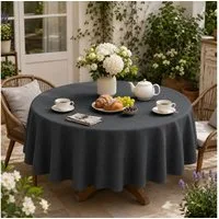 Simurq Tischdecke Rund 140 Leinenoptik Lotuseffekt Tischwäsche Wasserabweisend (Tischwäsche Wasserabweisend, Tischdecke Rund φ140cm), Tischdecke Abwaschbar Outdoor Wetterfest für Wohnzimmer Balkon Garten