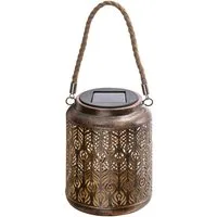 Dehner LED Solarleuchte Chiara, Lichtfarbe warmweiß, Metall/Kunststoff, braun, Warmweiß, für den Garten oder Balkon, solarbetrieben, selbst aufladend