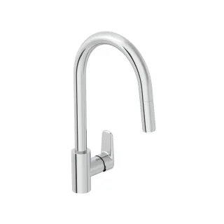 VitrA Flow Soft Einhebel-Spültischmischer Niederdruck Höhe 40 cm mit schwenk Chrom,A43446EXP A43446EXP