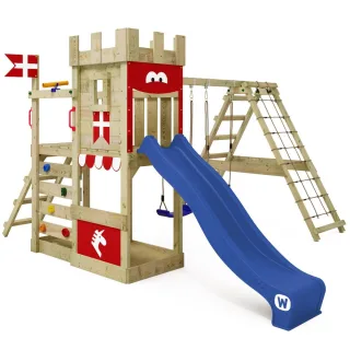Spielturm DragonFlyer Klettergerüst mit Rutsche & Doppelschaukel - Stabiler Garten Spielplatz aus Massivholz für Kinder - Sicherer Spaß - Wickey