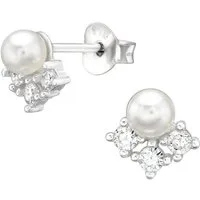 ALEXANDER YORK Paar Ohrstecker PERLE auf ZIRKONIA weiß, 2-tlg., 925 Sterling Silber
