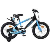 Volare Kinderfahrrad Sportivo Kinderfahrrad - Jungen - 16 Zoll - Blau Schwarz, Handbremse und Rücktrittbremse, abnehmbare Stützräder, Luftreifen
