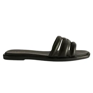 Ted Baker Leeiaa Flat Woven T Logo Black Slide Sandals