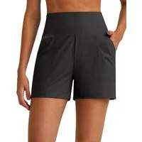 G4Free Shorts Damen Kurze Hosen Jogginghosen Hohe Taille Stretchhosen Bequeme gerippte Freizeithosen sportliche Shorts mit Seitentaschen