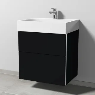 Sanipa 3way Waschtischunterbau zu Kaldewei Silenio Waschtisch mit 2 Auszügen, Schwarz-Matt BS45508