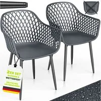 tillvex Gartenstuhl tillvex® Movo Gartenstühle mit Metallfüßen (Gartenstühle UV-beständig Terrassenstuhl Gartenmöbel, 2 St), belastbar