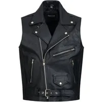 PAULGOS Motorradweste Lederweste Biker Kutte Clubweste Chopper Weste 100% Echtleder - BW2