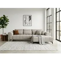 WERK2 Ecksofa Garay, XXL-Liegefläche: elektrisch ausziehbar auf ca. 228×126 cm, Luxus in Übergröße: XXL-Liegefläche, Komfort-Ottomane & stilvolle Füße
