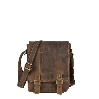 Schultertasche im Hochformat aus Leder in antikbraun Format A5 | Greenburry. Robuste Umhängetasche Vintage ideal für den Alltag und die Freizeit.