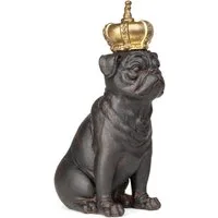 Moritz Dekofigur Deko-Figur Mops Hunde-König mit Krone sitz aus Polyresin, Polyresin Figuren Deko Geschenk Geometrische TierFigur Modern Skulptur
