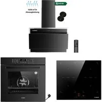 KB Elements Backofen-Set Einbaubackofen 60 cm mit 4-Zonen Induktionskochfeld 60cm, Steam Clean, Air Fry, Steam Clean, Circle Fan Heater, 2 x Flexzonen
