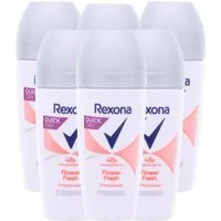 Rexona Deo-Roller 6 x Rexona Deo Roll-On Flower Fresh Ohne Aluminium jeweils 50 ml Deo R