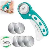 AFKSMILE Cuttermesser Rollmesser Rollschneider, Stoffschneider mit 5 Ersatzklingen für Stoff, (1-tlg), Rollschneider Set mit Ergonomischem Griff und Sicherheitsverschluss