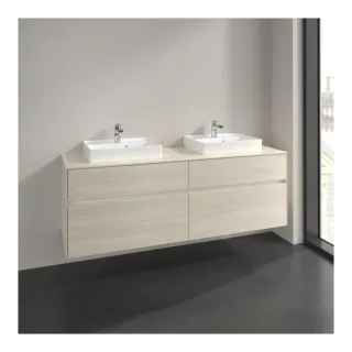 Villeroy und Boch Collaro Waschtischunterschrank C021B0AA 160x54,8x50cm, für 2 Waschtische, mit LED-Beleuchtung, white oak