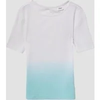 s.Oliver Kurzarmshirt T-Shirt Geripptes T-Shirt mit Cut-out und Farbverlauf