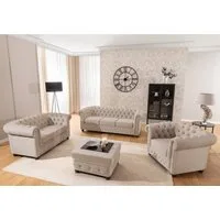 S-Style Möbel Polstergarnitur Chesterfield 3+2+1 Cleo Blink aus Samt mit Kristallsteppung, (1x 3-Sitzer-Sofa, 1x 2-Sitzer-Sofa, 1x Sessel), mit Wellenfederung
