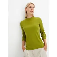 bonprix Langarmshirt Slim fit Passform, ohne Kragen, aus reiner Baumwolle, unifarben