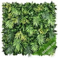 Kunstpflanze Künstliche Pflanzenwand Indoor & Outdoor, Blumenwand, Green Wall Aloha Garden, JELLE & JACOB, Höhe 100 cm, pflegeleicht & langlebig für Wohlfühl-Atmosphäre