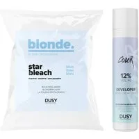 Dusy Professional Blondierpulver Dusy Star Bleach Blondierpulver 100g + Creme Developer 12% 250ml, Spar-Set, mit 12% Entwickler