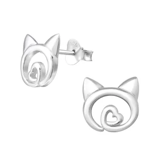 Katzen Ohrringe aus 925 Silber